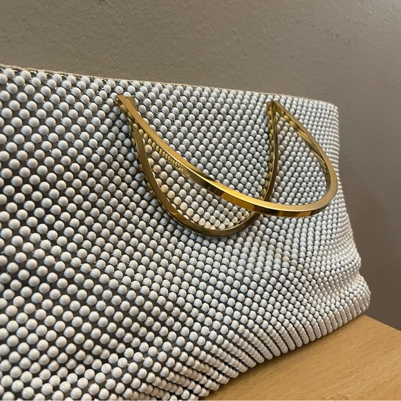 Vintage 80s ‘Bags By Marlo’ Ivory Bubble Chainmail Handbag w Gold Handles - EUC - Picture 8 of 16
